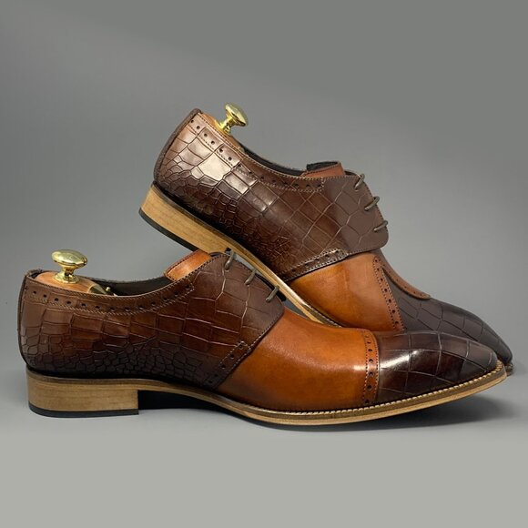*NEW* DUCA ‘Valentano’ Italian Calfskin / Croco Embossed Print / Men’s 13 Derby - Picture 14 of 14